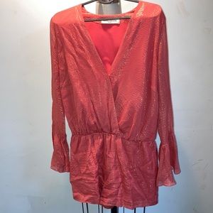 Amanda Uprichard Coral And Sparkly Romper size Medium